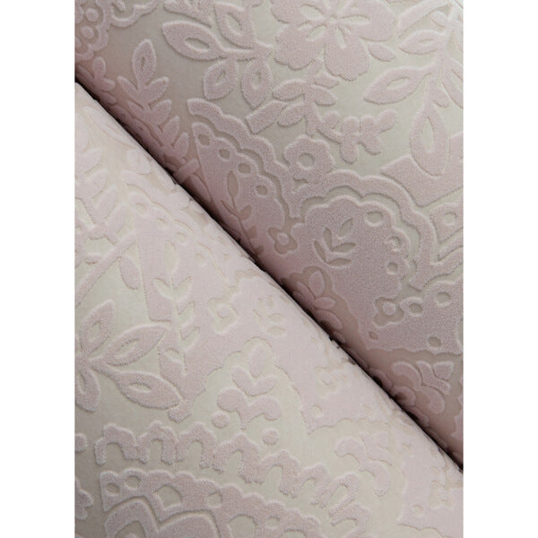 Maris Pink Flock Damask Wallpaper