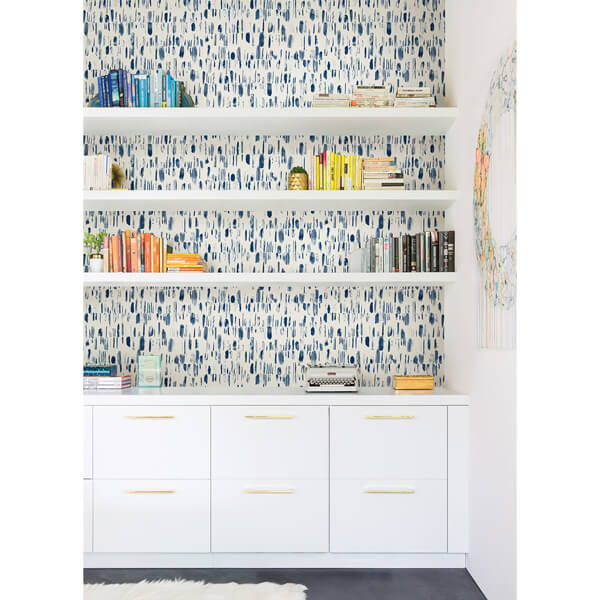 Dwell Navy Brushstrokes Wallpaper