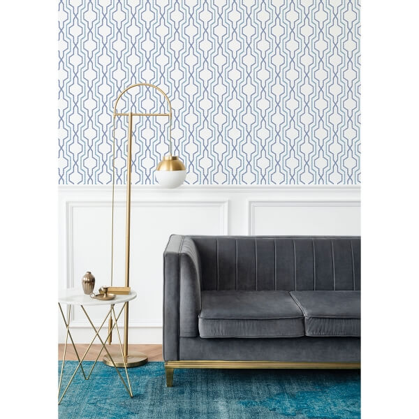 Rion Blue Trellis Wallpaper
