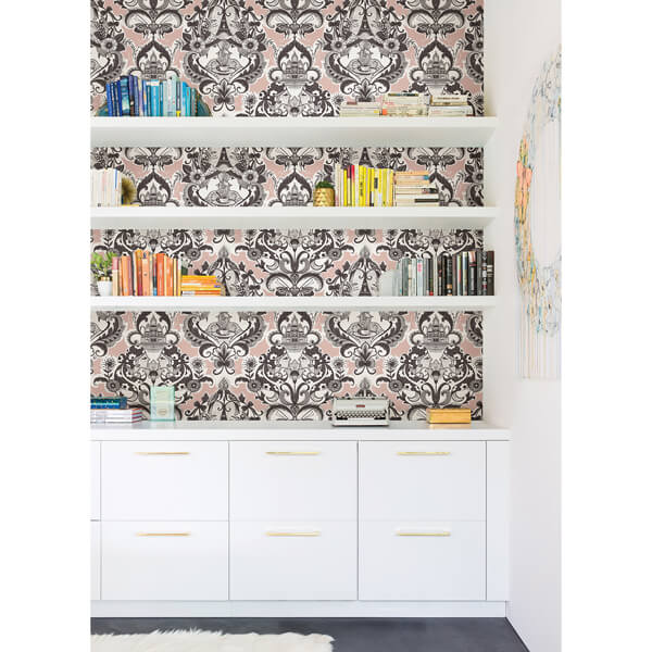 Sadie Blush Parisian Damask Wallpaper