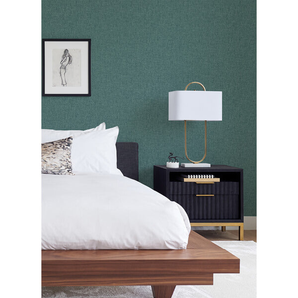 Bentley Teal Faux Linen Wallpaper