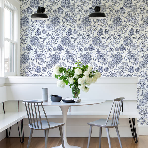 Ada Blue Floral Wallpaper