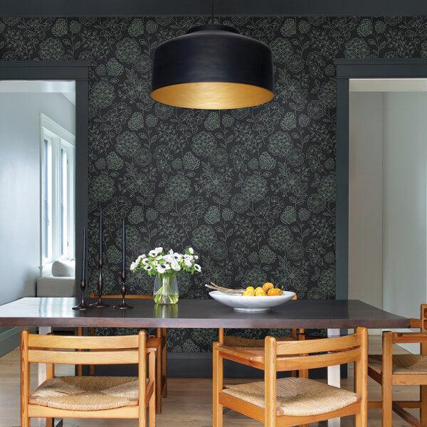 Ada Charcoal Floral Wallpaper