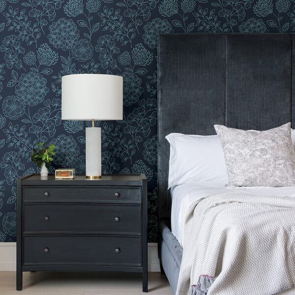 Ada Indigo Floral Wallpaper