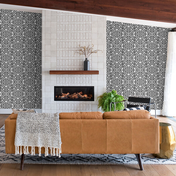 Kachel Black Geometric Wallpaper