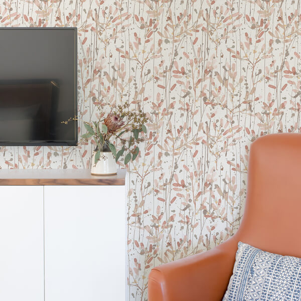 Leandra Coral Floral Trail Wallpaper