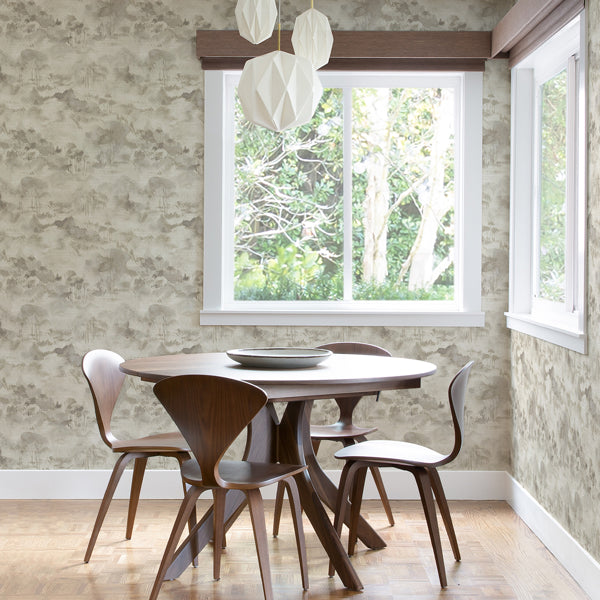 Nara Taupe Taupe Toile Wallpaper