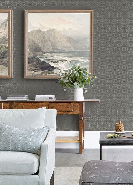 Paititi Sterling Geometric Trellis Wallpaper
