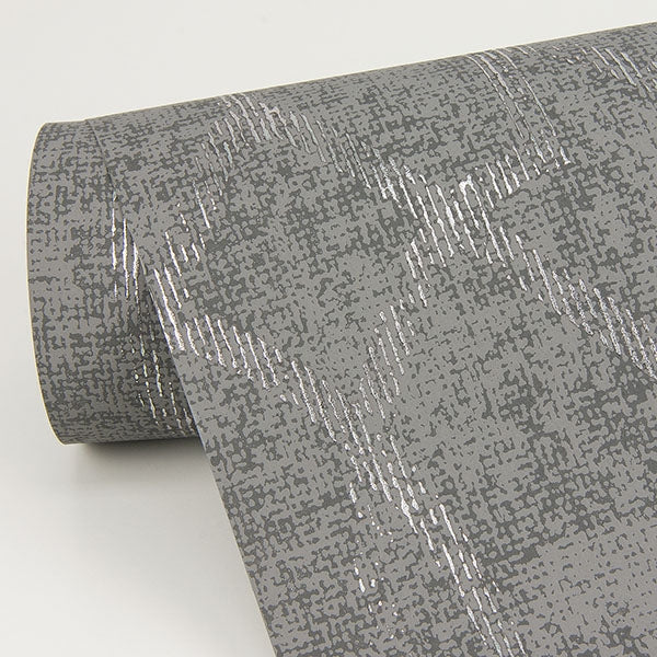 Ziva Silver Metallic Trellis Wallpaper