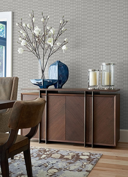 Zorya Silver Embellished Stripe Wallpaper