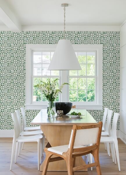 Izeda Green Floral Tile Wallpaper
