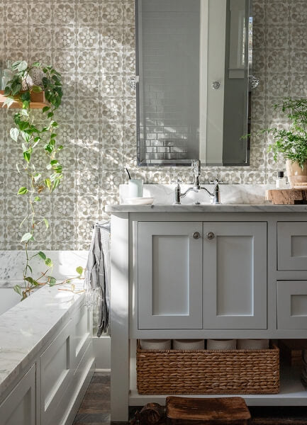 Izeda Taupe Floral Tile Wallpaper