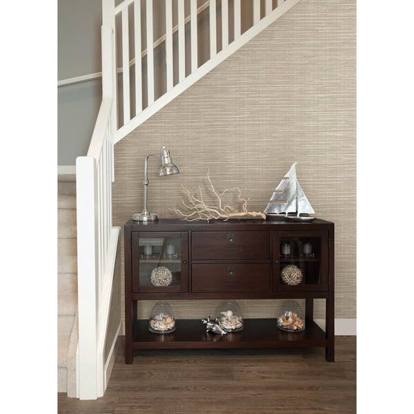 Bay Ridge Neutral Faux Grasscloth Wallpaper