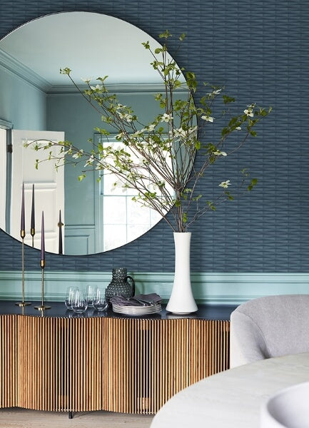 Gator Blue Geometric Stripe Wallpaper