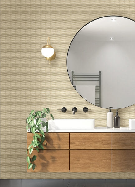 Gator Wheat Geometric Stripe Wallpaper