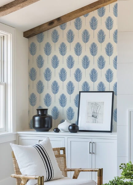 Bali Blue Fern Wallpaper