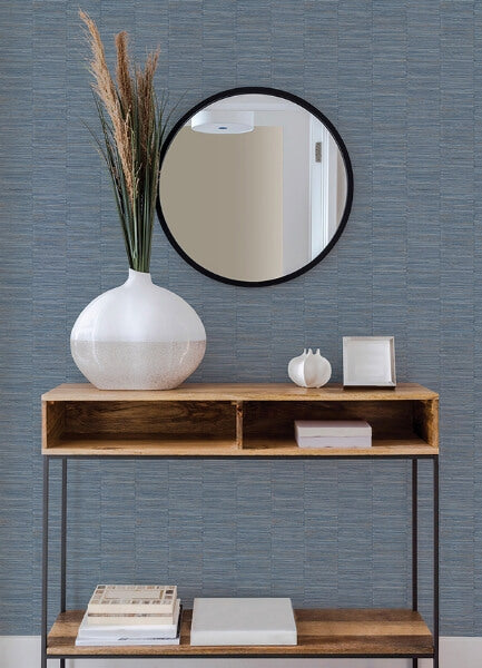 Jenga Blue Striped Column Wallpaper