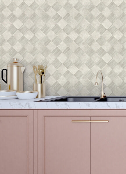 Thriller Light Grey Wood Tile Wallpaper
