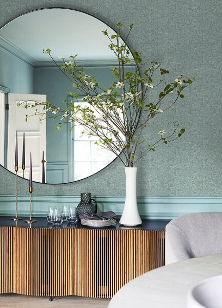 Snuggle Teal Woven Texture Wallpaper