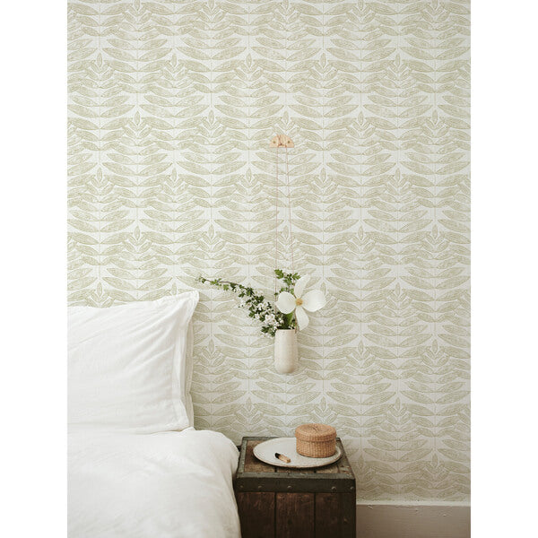 Akira Taupe Leaf Wallpaper