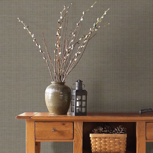 Kent Brown Grasscloth Wallpaper