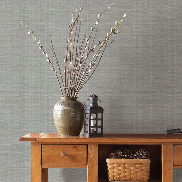 Kent Grey Grasscloth Wallpaper