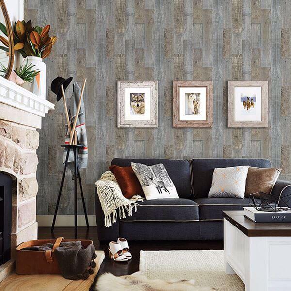 Chebacco Grey Wooden Planks Wallpaper
