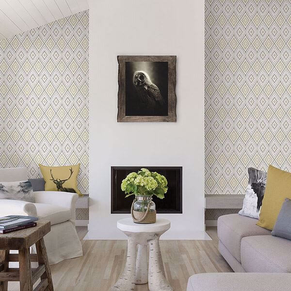 Ganado Beige Geometric Ikat Wallpaper