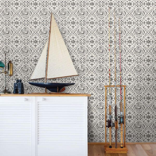 Sonoma Black Beach Tile Wallpaper
