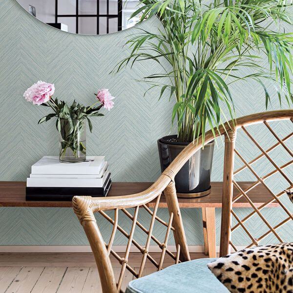 Caladesi Teal Faux Linen Wallpaper