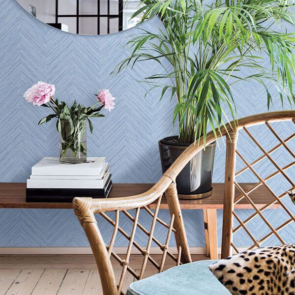 Caladesi Light Blue Faux Linen Wallpaper