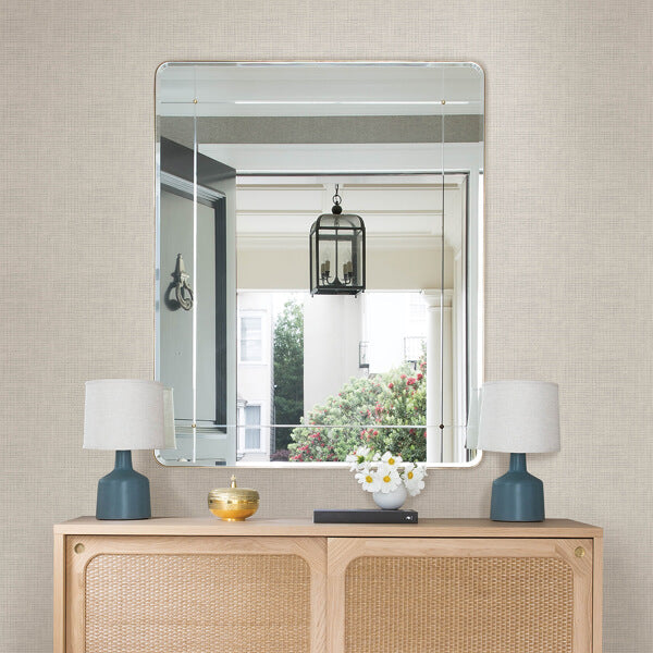 Nimmie Light Grey Woven Grasscloth Wallpaper