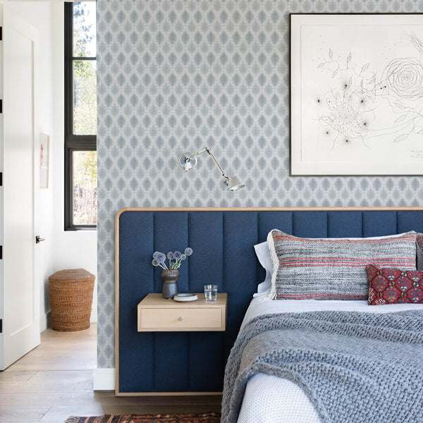 Mombi Light Blue Diamond Shibori Wallpaper