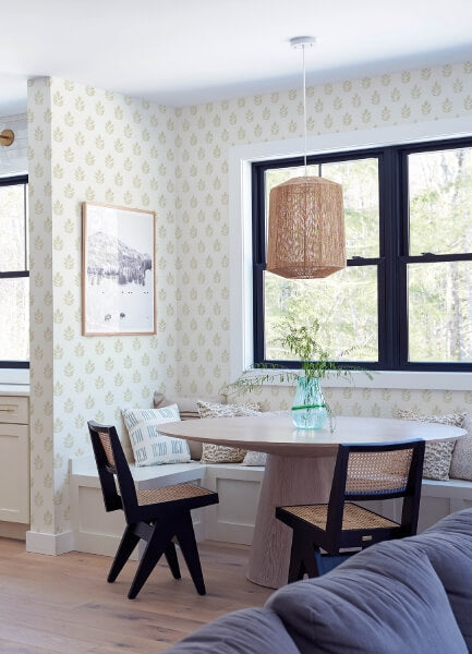 Ervic Blue Leaf Block Print Wallpaper