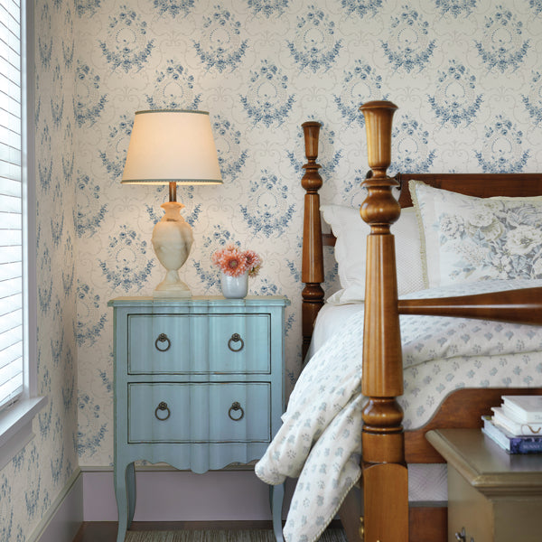 Georgiana Navy Tearose Wallpaper