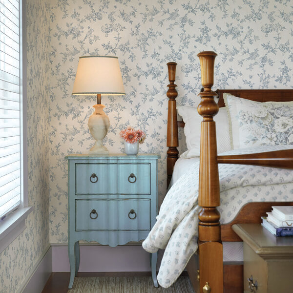 French Nightingale Blue Trail Wallpaper