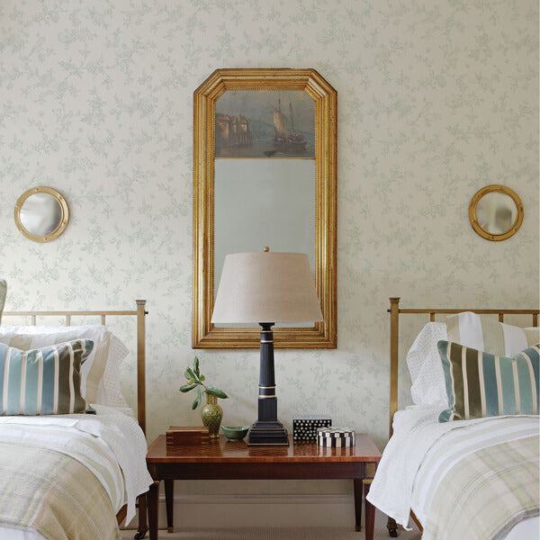 French Nightingale Seafoam Trail Wallpaper