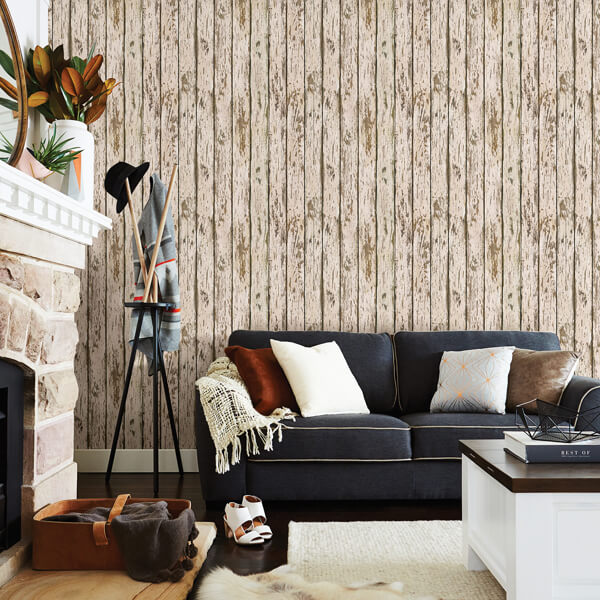 Harley Khaki Weathered Wood Wallpaper