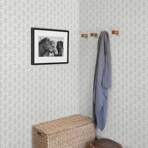 Whiskers Light Grey Leaf Wallpaper