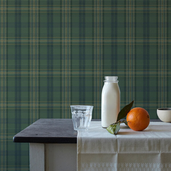 Austin Green Plaid Wallpaper