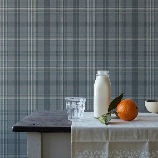 Austin Slate Plaid Wallpaper