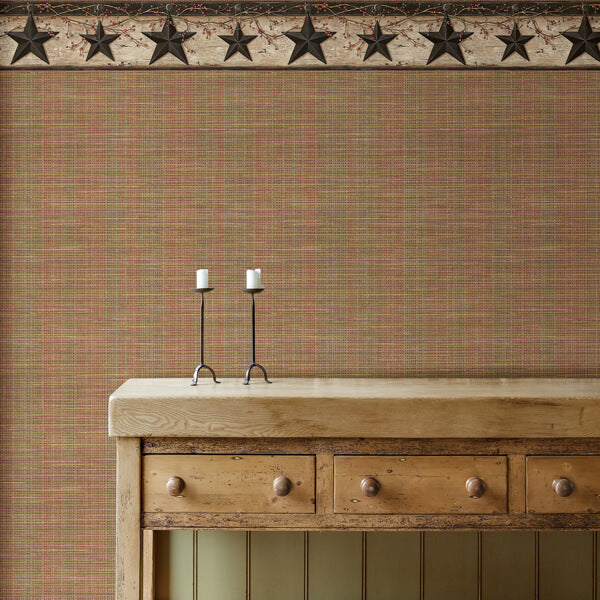 Ennis Charcoal Rustic Barn Star Wallpaper