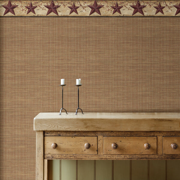 Ennis Maroon Rustic Barn Star Wallpaper