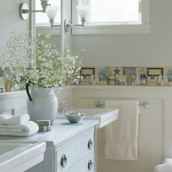 Martha Blue Country Bath Wallpaper