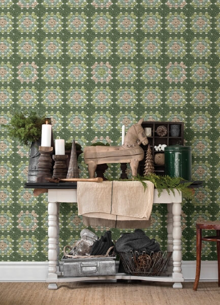 Maud Green Crochet Geometric Wallpaper