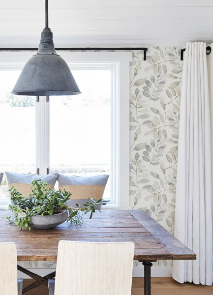 Pinnate Taupe Leaves Wallpaper