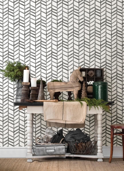 Fletching Black Geometric Wallpaper