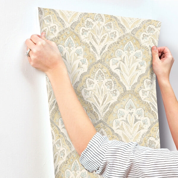 Mimir Mustard Quilted Damask Wallpaper