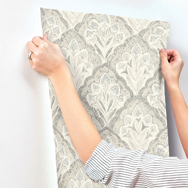 Mimir Grey Quilted Damask Wallpaper