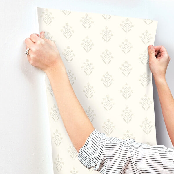 Kova Dove Floral Crest Wallpaper